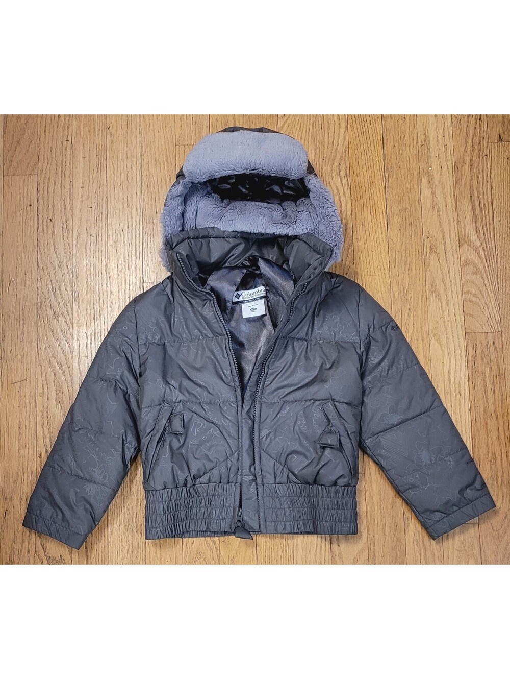 Columbia Wear Like A Backpack Girls Puffer Jacket Youth Sz 4/5 Omni-Shield Gray